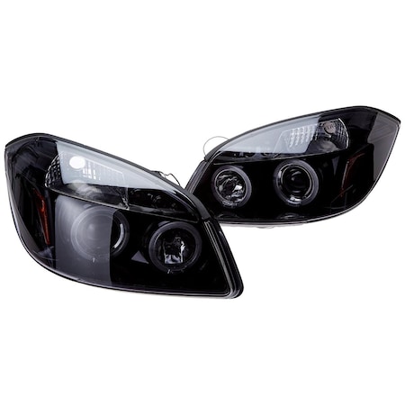 Overtime 2005-2010 Chevy Cobalt Halo Projector Headlight- Glossy Black OV2654350